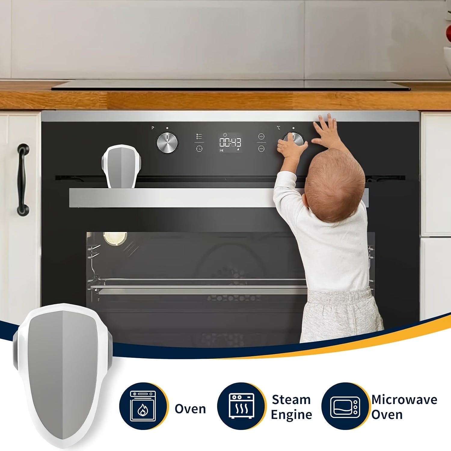 180-Degree Rotatable Oven Lock for Safety on Ovens, Microwaves, and Appliances