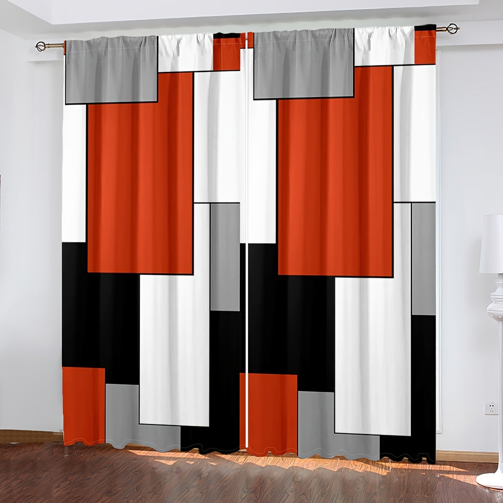 Set of 2 Plaid Pattern Curtains for Bedroom and Living Room Window Drapes