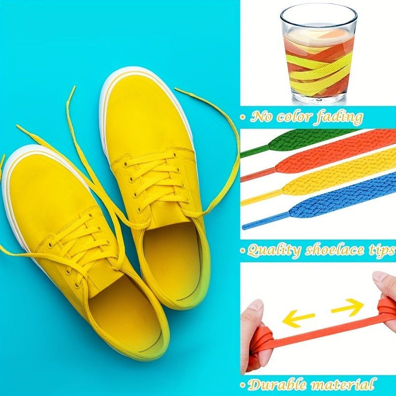 Unisex Canvas Flat Shoelaces Multi Color For Sneakers Sports Accessories