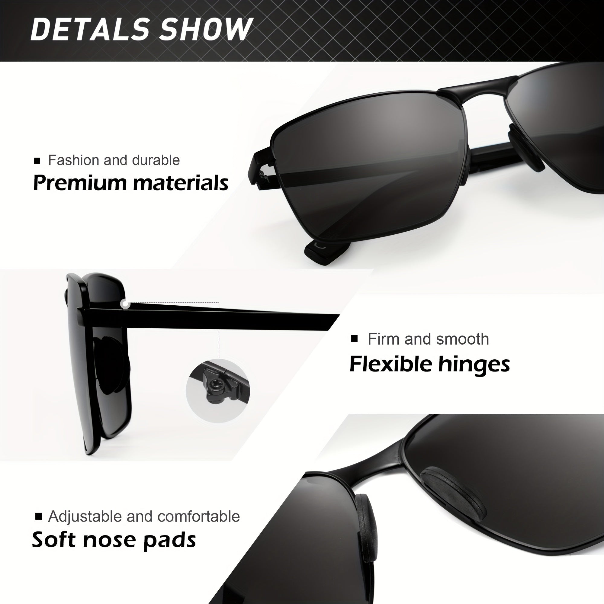 Men's Polarized Fashion Glasses Lightweight Full Rim Stainless Steel for Outdoor Fishing and Activities