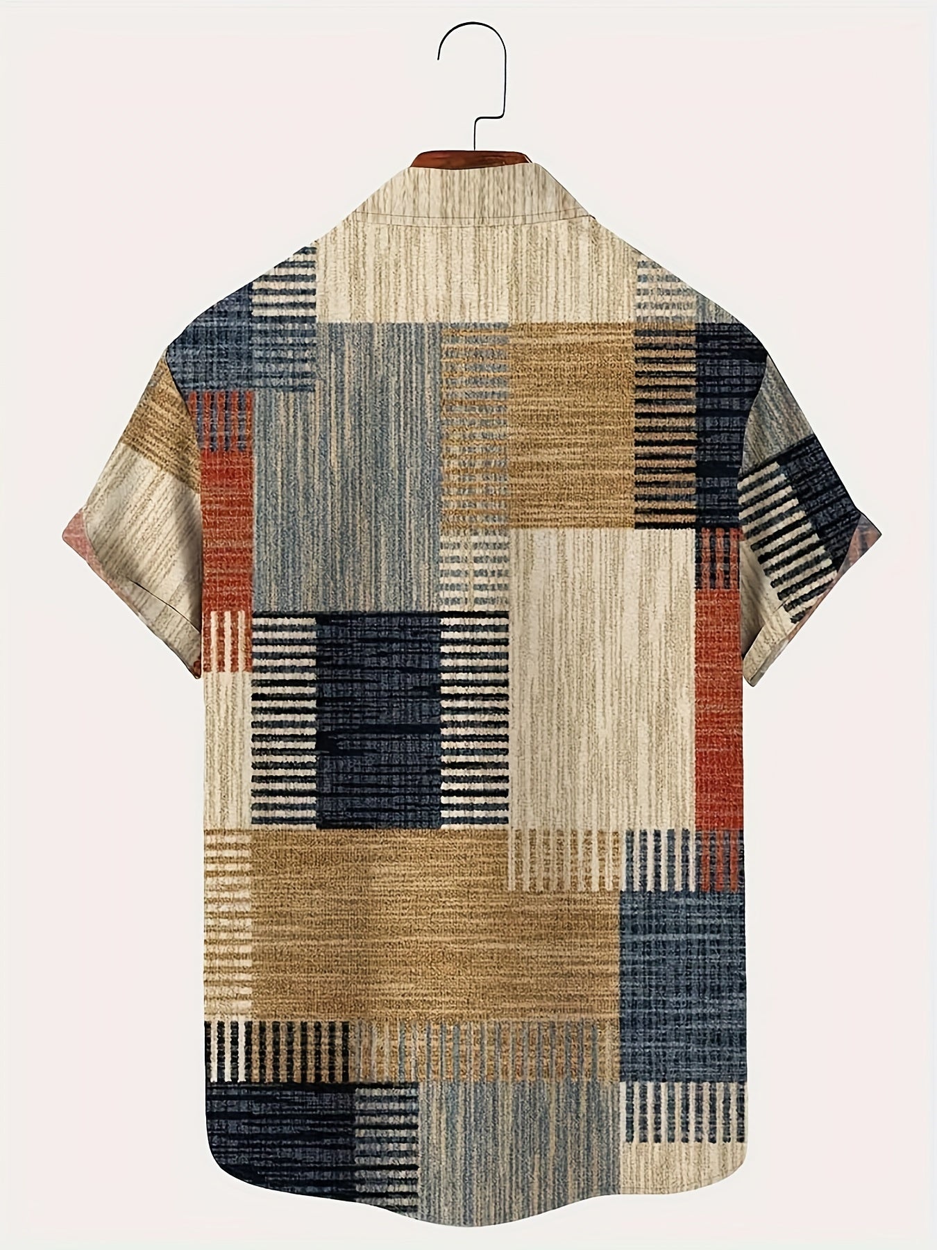 Рубашка для мужчин с карманом в винтажном геометрическом принте большого размера