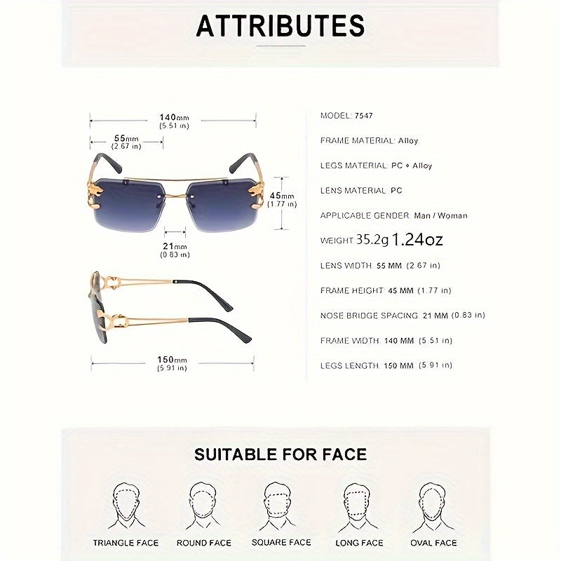 Men's Rimless Glasses for Fishing and Driving Large Frame Outdoor Eyewear Stylish Gift