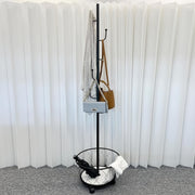 Golden Metal Freestanding Coat Rack with Umbrella Holder and 6 Shelves for Entryway and Living Room