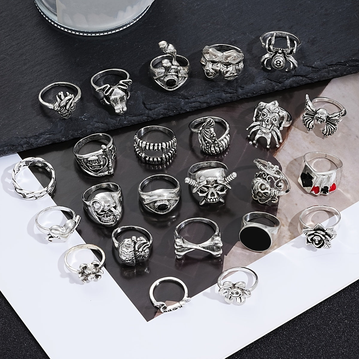 Gothic Punk Playing Cards Set of 24 Edgy Skull Wings Pirate Frog Heart Eyes