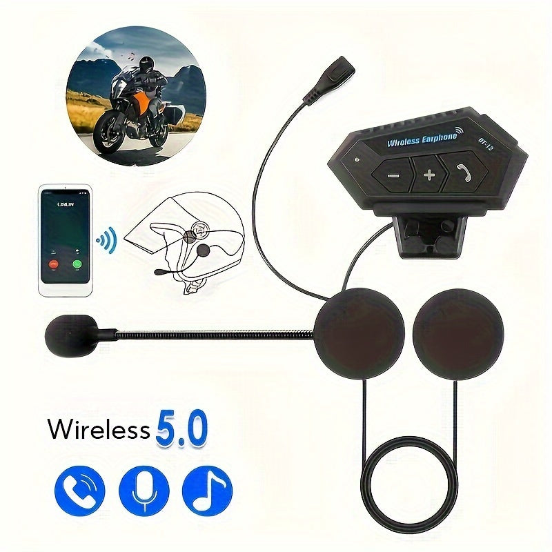 Motorcycle Helmet Headset Wireless 5.0 Hands-Free Calling Stereo Music