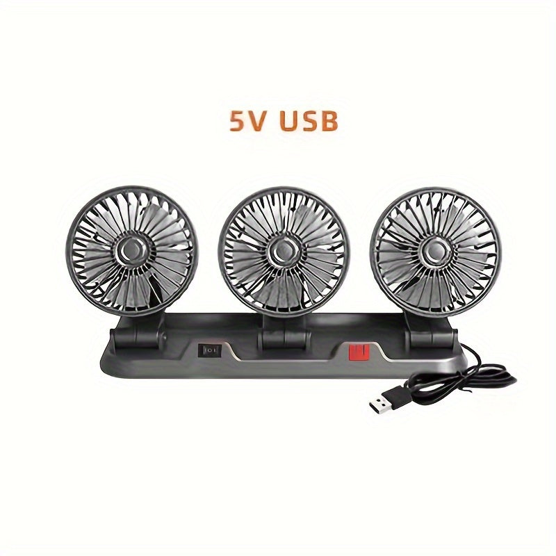 3-Boshli USB Avtomobil Ventilyatori bilan Havo aylanishi uchun Kompakt Stol sovutgichi transport va uy uchun