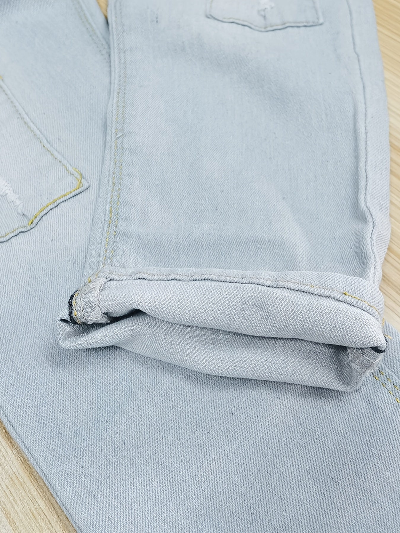 Children's Elastic Waist Denim Jeans with Patches and Pockets for Boys and Girls