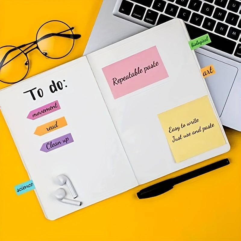 Organizador de notas adhesivas coloridas con caja de imitación cuero y calendario 2025-2026