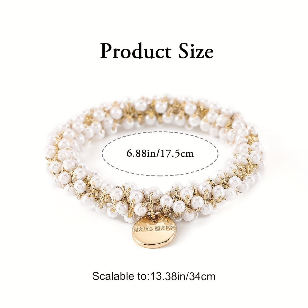 Women's White Elastic Hair Bands Set of 3 for Ponytails and Hair Styling