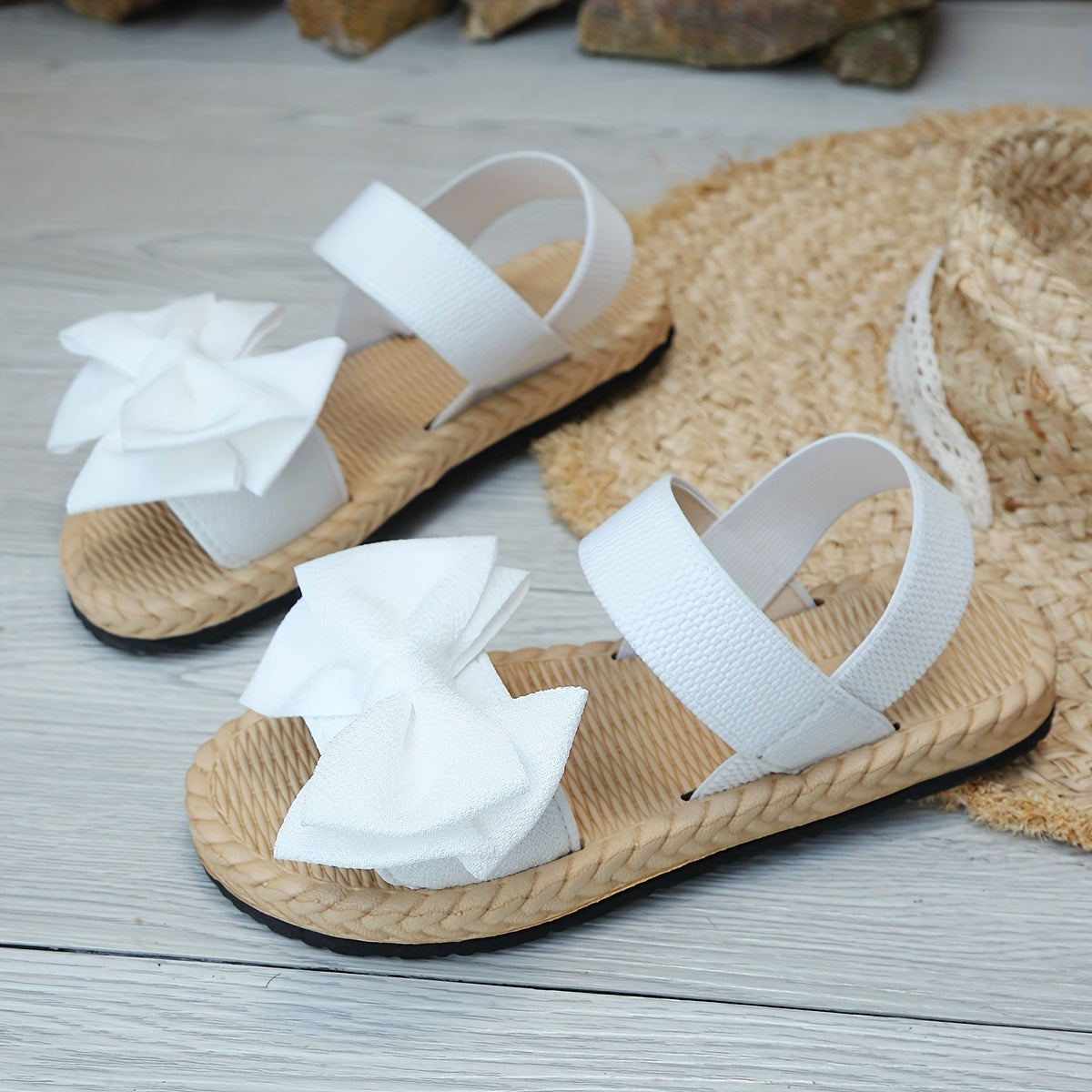 Women Flat Sandals Bow Elegant Bohemian Wedding Party Shoes