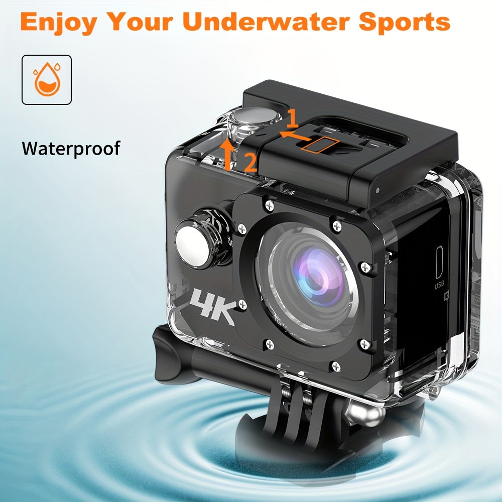 4K WiFi Action Camera with LCD Display Digital Zoom Waterproof 32GB Memory
