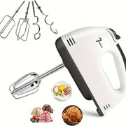 Electric Mixer 7-Speed Stainless Steel Beaters White Baking Whisk