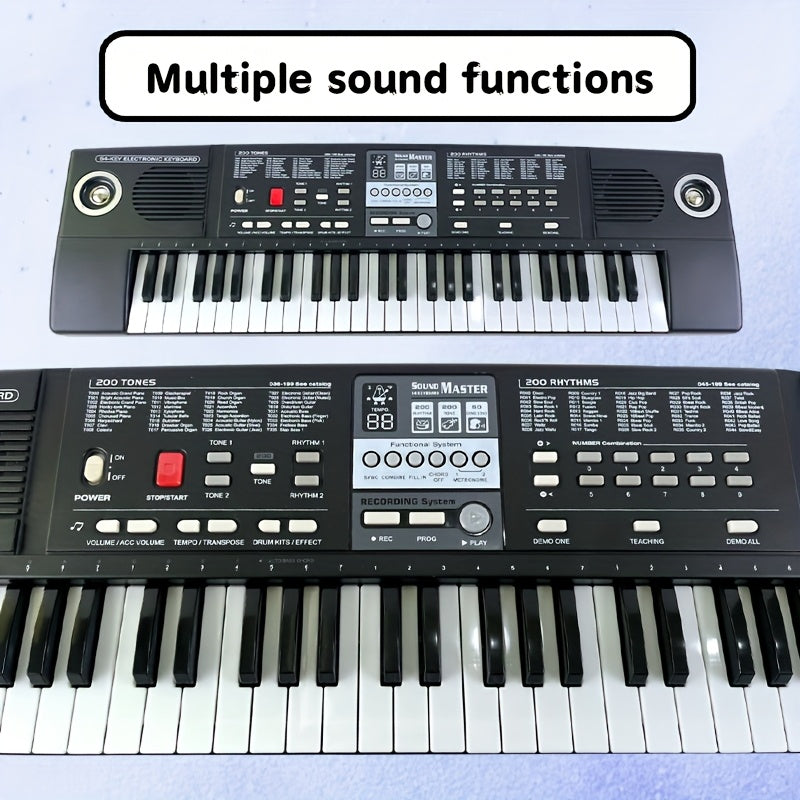 Children's Electronic Keyboard with Microphone 54 Keys 200 Tones Rhythms Demo Songs