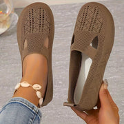 Women's Solid Color Breathable Knit Slip-On Flat Shoes