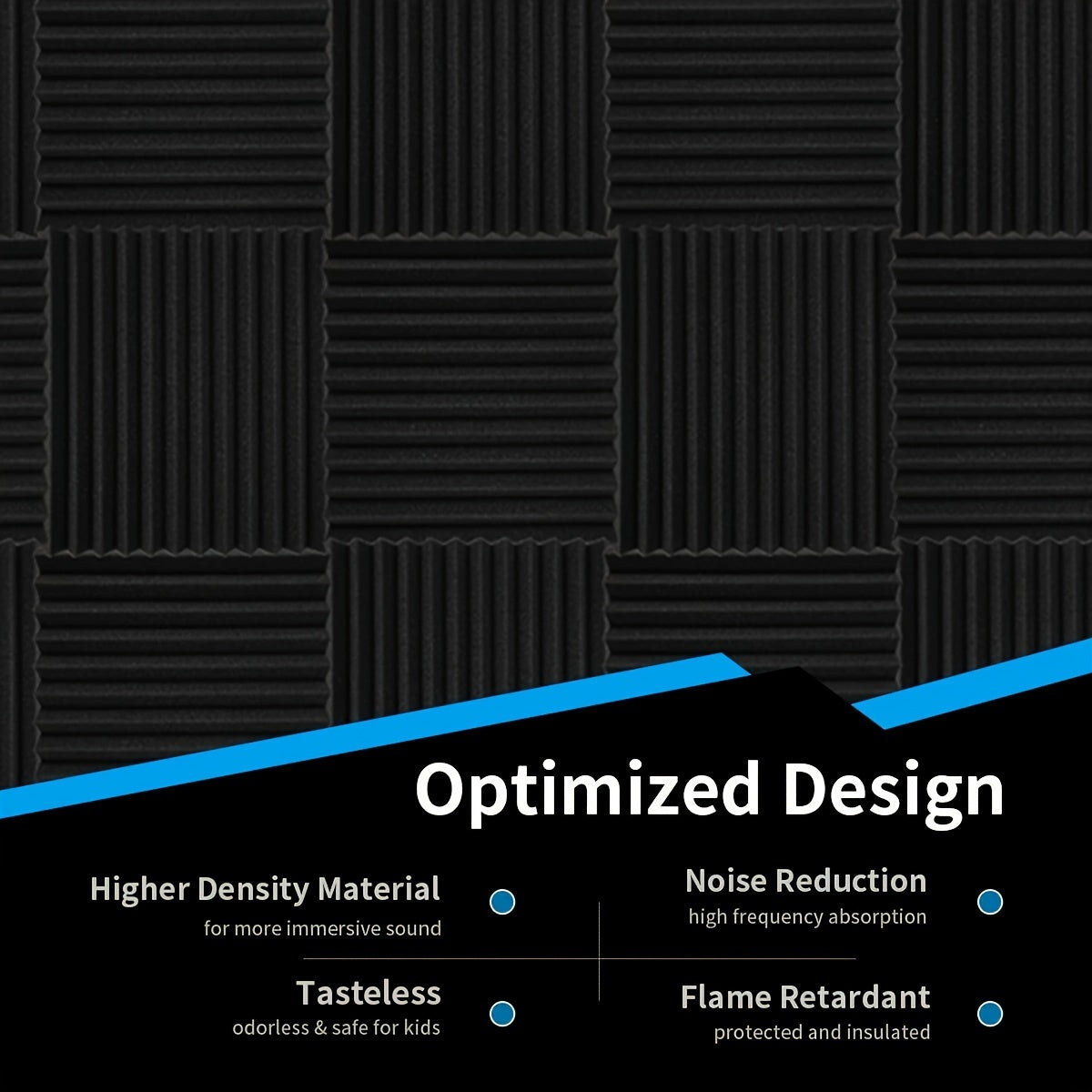 48pcs Acoustic Foam Panels Soundproofing Fire-Resistant Wedges for Studio Bedroom Office Black Gray