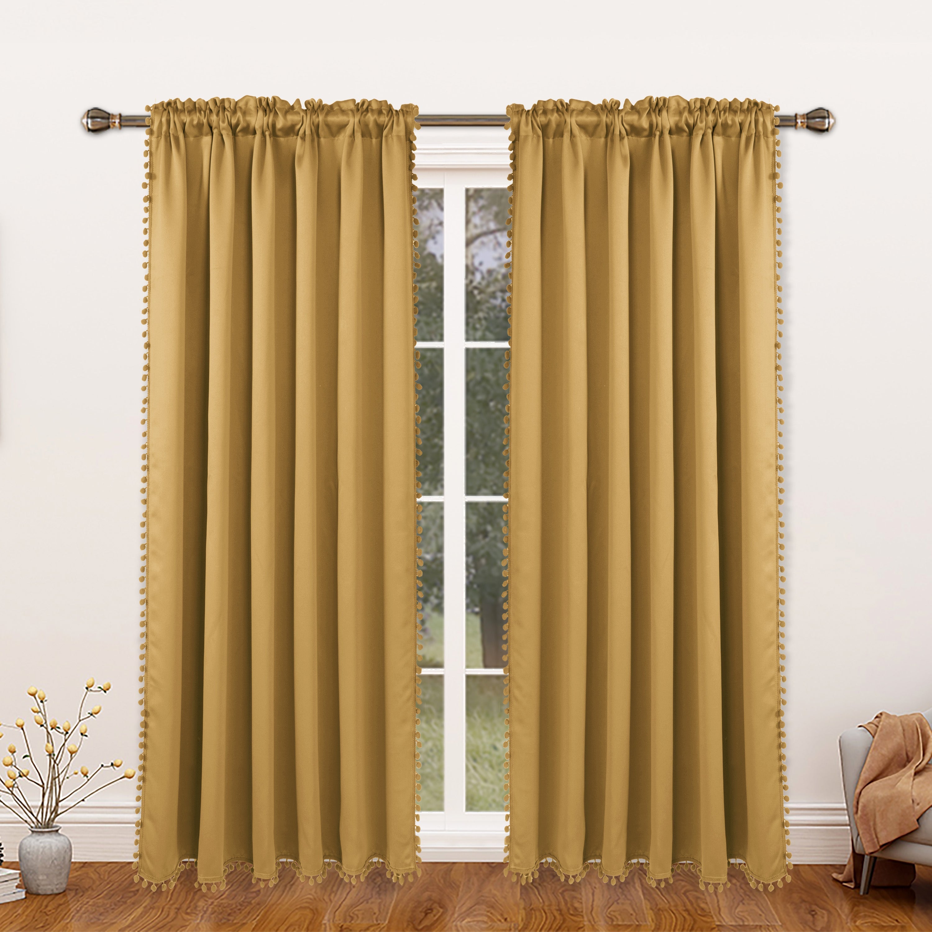 Thermal Insulated Blackout Curtain Panel for Living Room and Kitchen, Rod Pocket Design