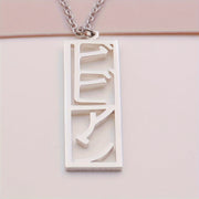 Collar personalizado con nombre japonés en forma rectangular, joyería con nombre a medida para mujeres