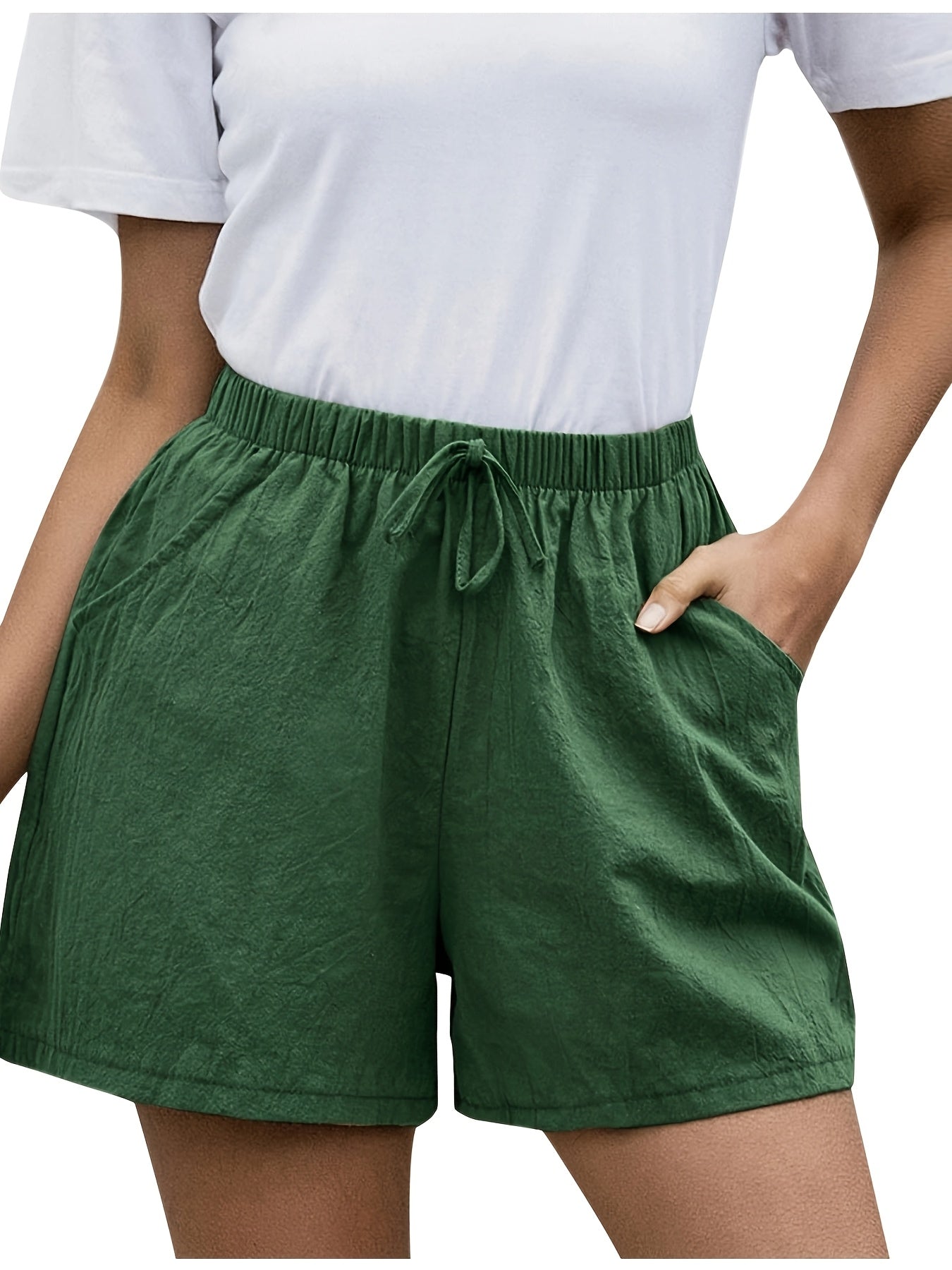 Plus Size ayollar uchun bir rangli kundalik shortlar yuqori belli chontaklar