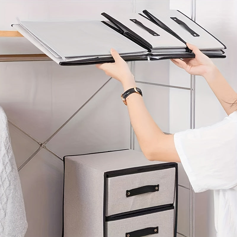 Fabric Bin Storage Organizer with Two Layers and Drawers for Closet and Dorm