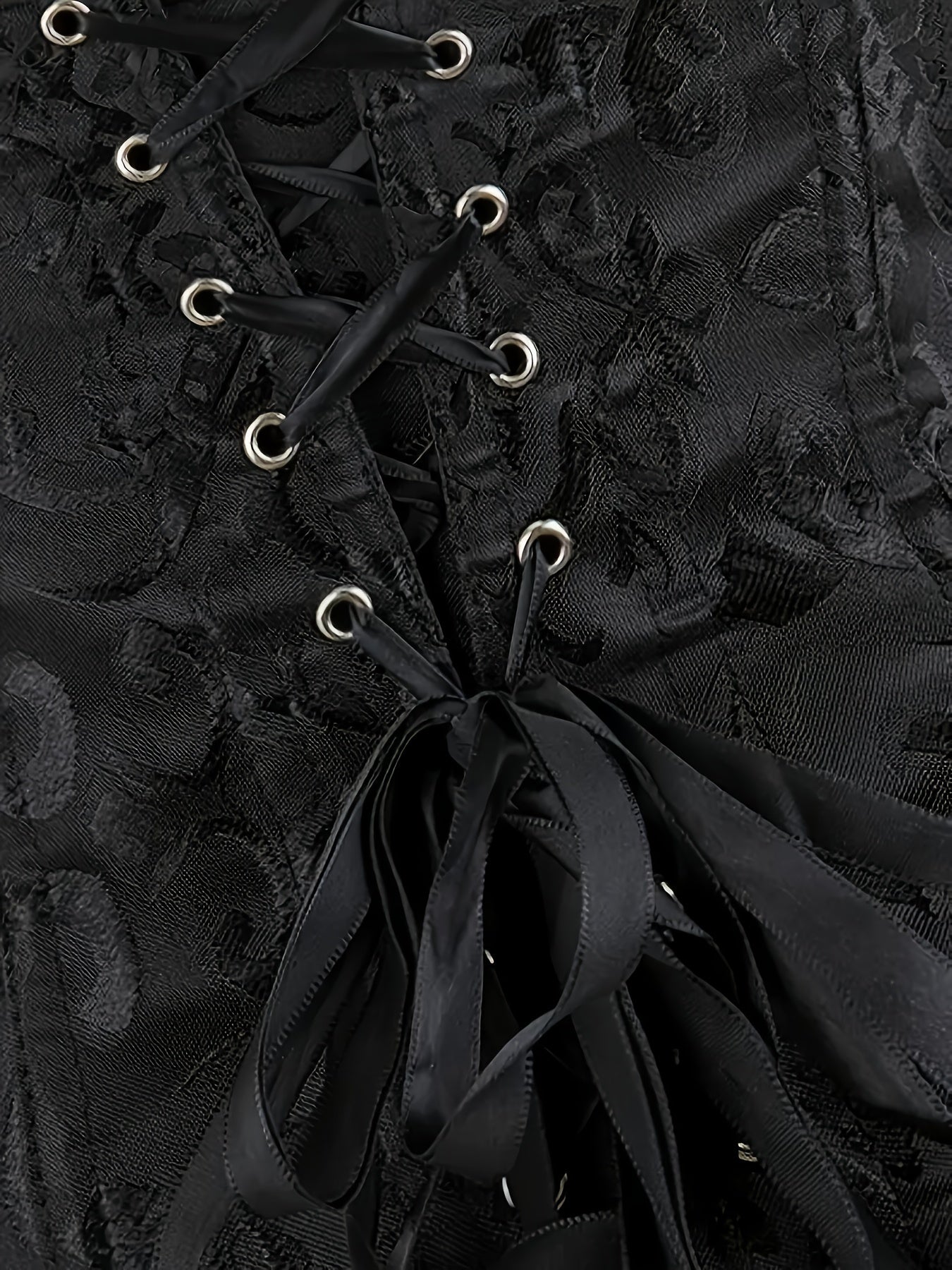 Women's Jacquard Floral Corset Bustier Tummy Control Shapewear with Lace-Up Buckle