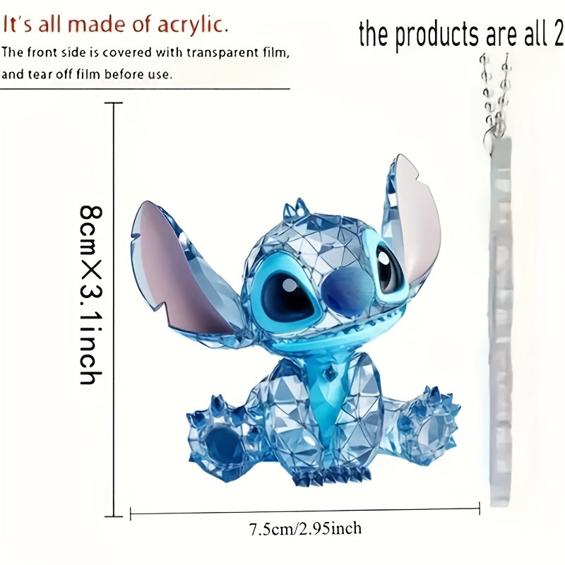 Children Car Decoration 2D Flat Disney Stitch Cute Novelty Accessory