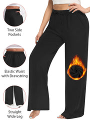 Plus Size Fleece Pants With Drawstring Waist Casual Loose Pants Women Fall Winter