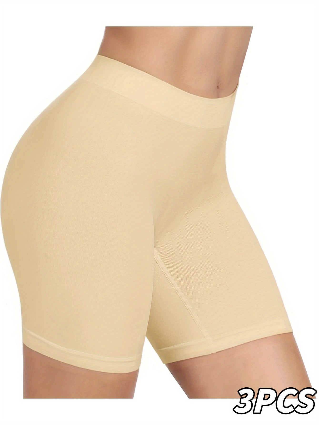 Women's Seamless High-Waisted Tummy Control Shorts 3 Pack Black Brown Beige