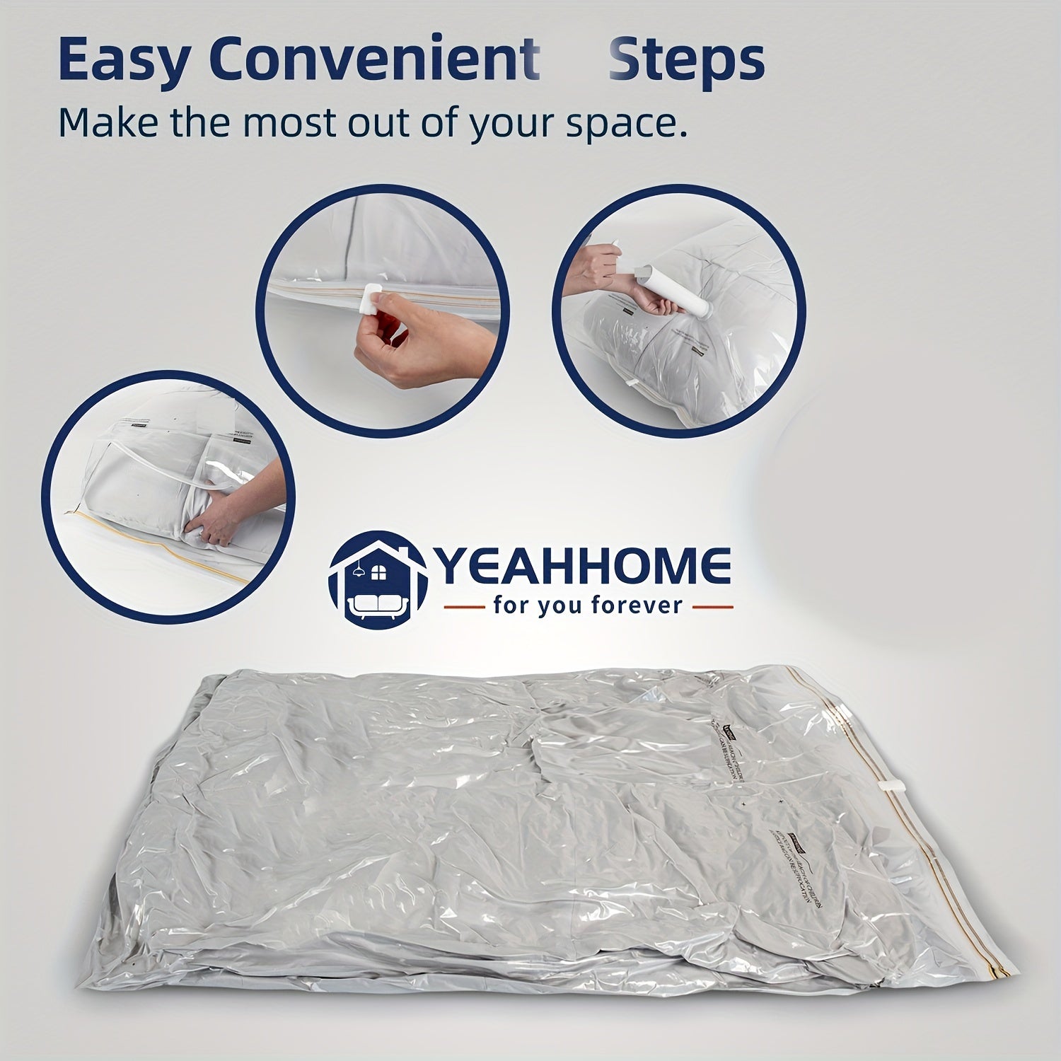 Set of 6 Vacuum Storage Bags with Hand Pump for Clothes Pillows and Bedding