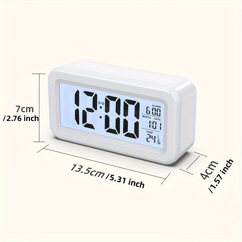 Digital Alarm Clock with Backlit LCD Silent Design Date and Temperature Function