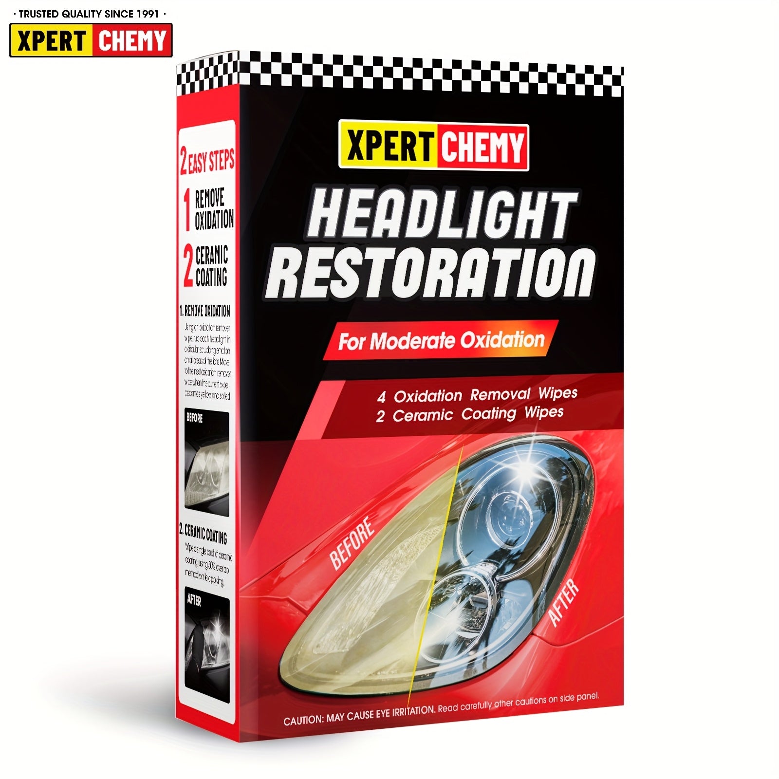 Headlight Restoration Kit - 2-Step UV Clear Coat for Sun Damage