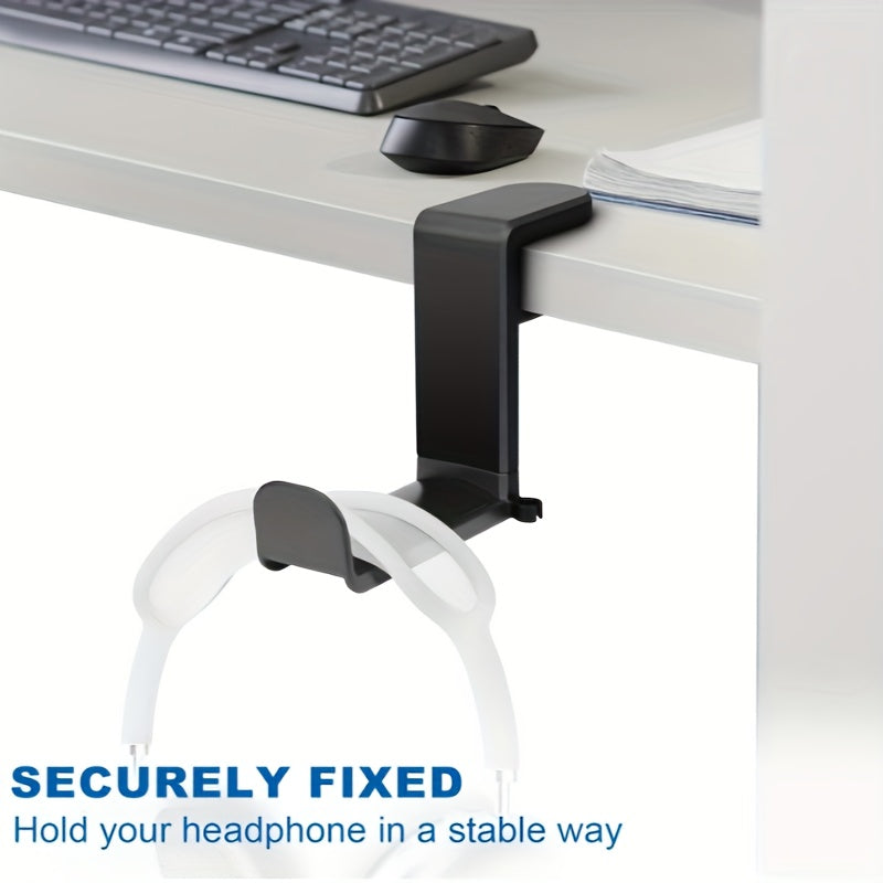 Soporte para auriculares bajo escritorio con brazo giratorio ajustable y organizador de cables