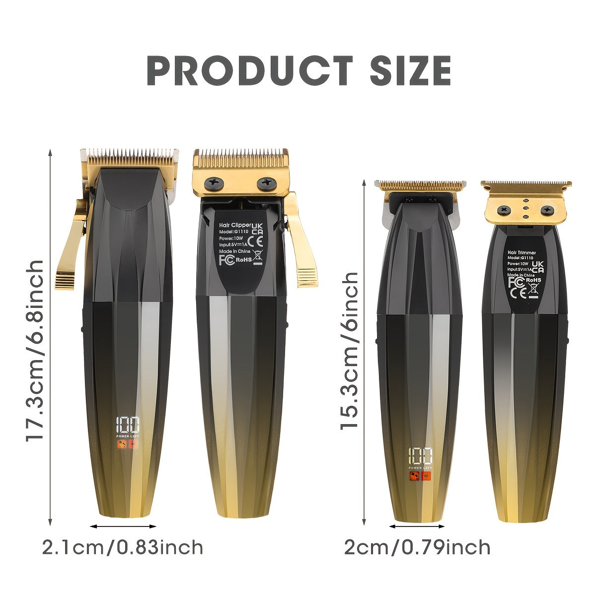 Set profesional de cortapelos y recortadoras con pantalla LCD, recargable por USB, cuchillas ajustables, peines guía