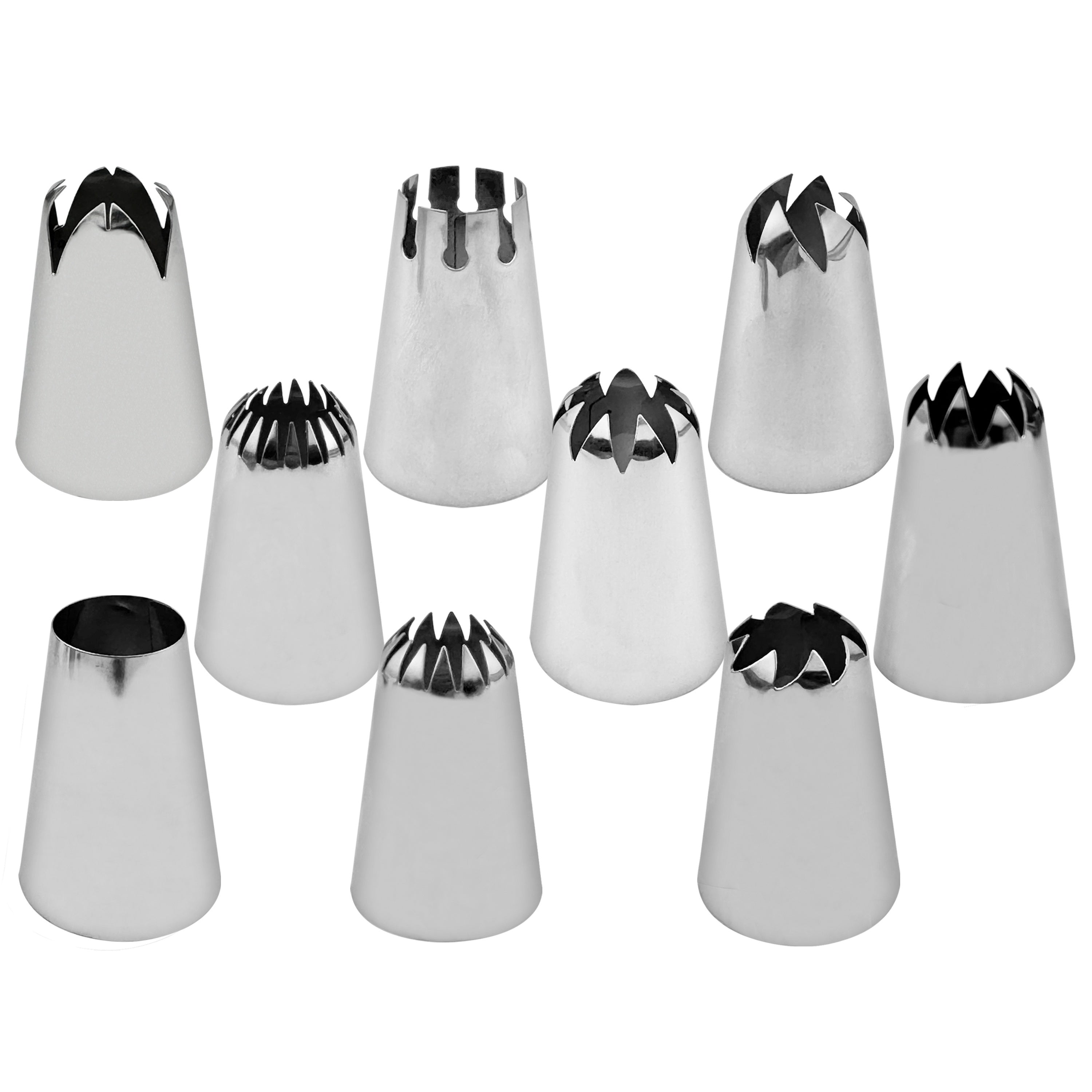 Set of 9 Stainless Steel Piping Tips for Cake Cookies and Macarons