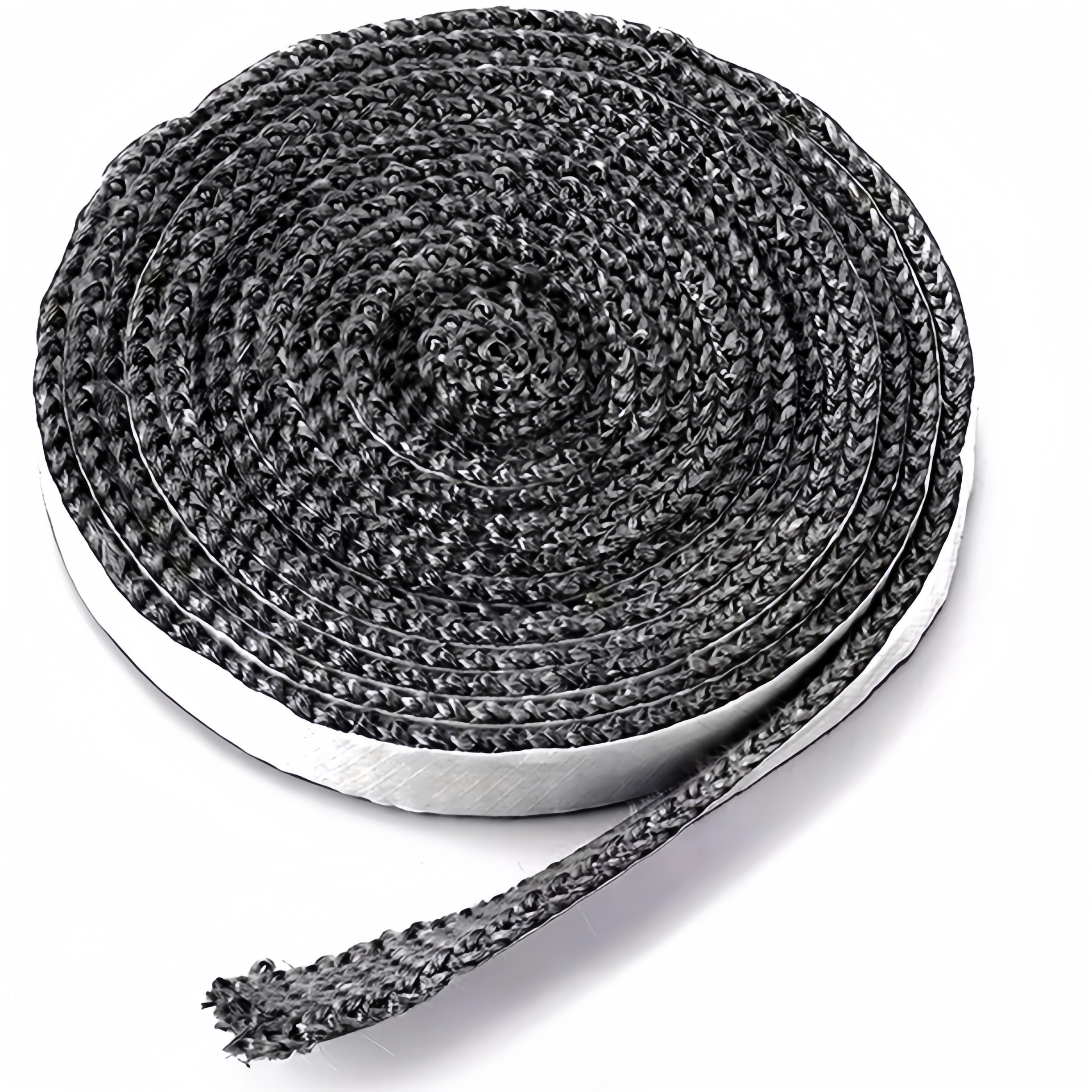 Black Flat Stove Rope Self-Adhesive Seal for Fireplace Doors and Air Purifiers