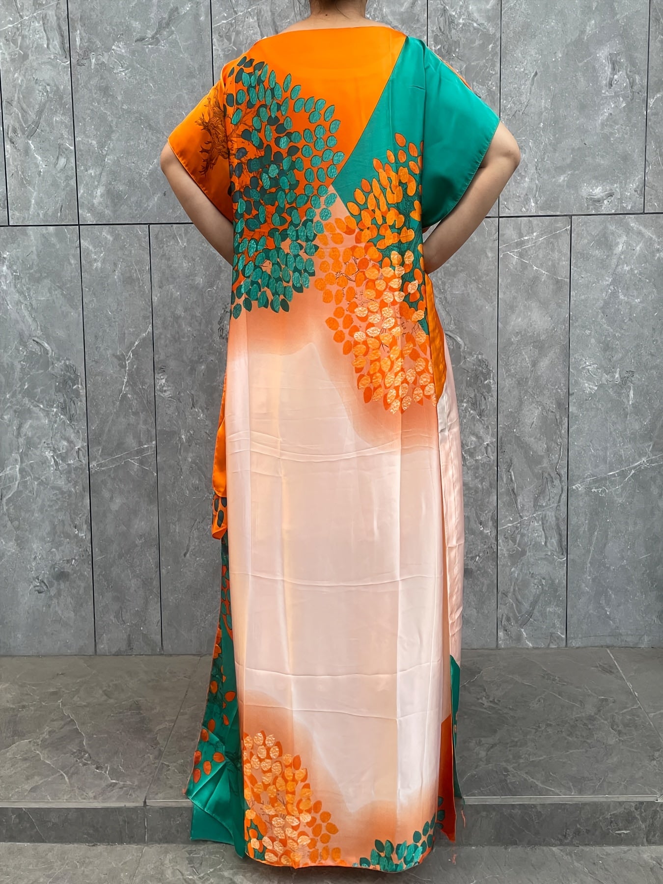 Plus Size Turkish Kafatan Robe With Scarf Geometric Pattern Polyester Middle Eastern Clothing