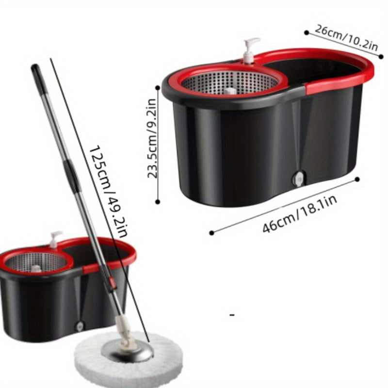 360° Rotating Mop and Bucket Set with 2 Cloths for Kitchen Bathroom Living Room