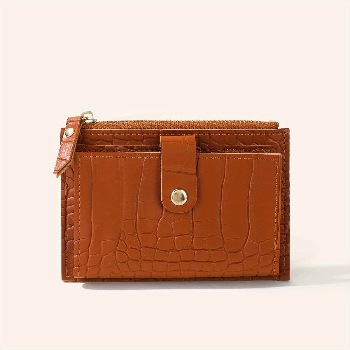 Women’s Slim Faux Leather Bifold Wallet with Zipper Coin Pocket and Card Slots