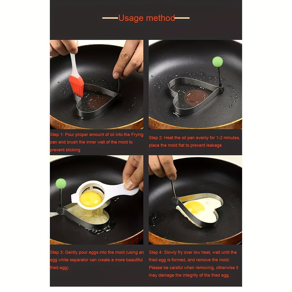 Stainless Steel Fried Egg Rings Pancake Shapers Omelette Molds Kitchen Utensils Set