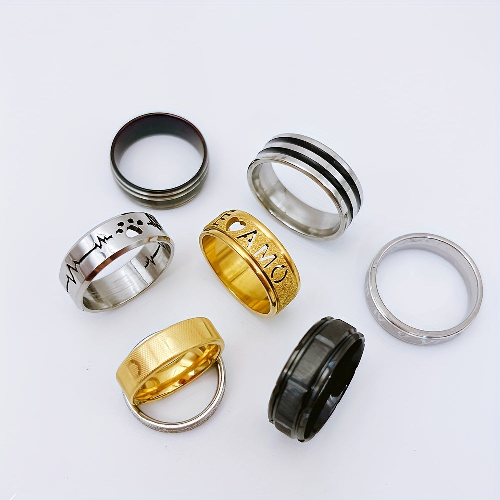 Set of 20 Stainless Steel Fashion Rings for Men and Women Mixing and Matching