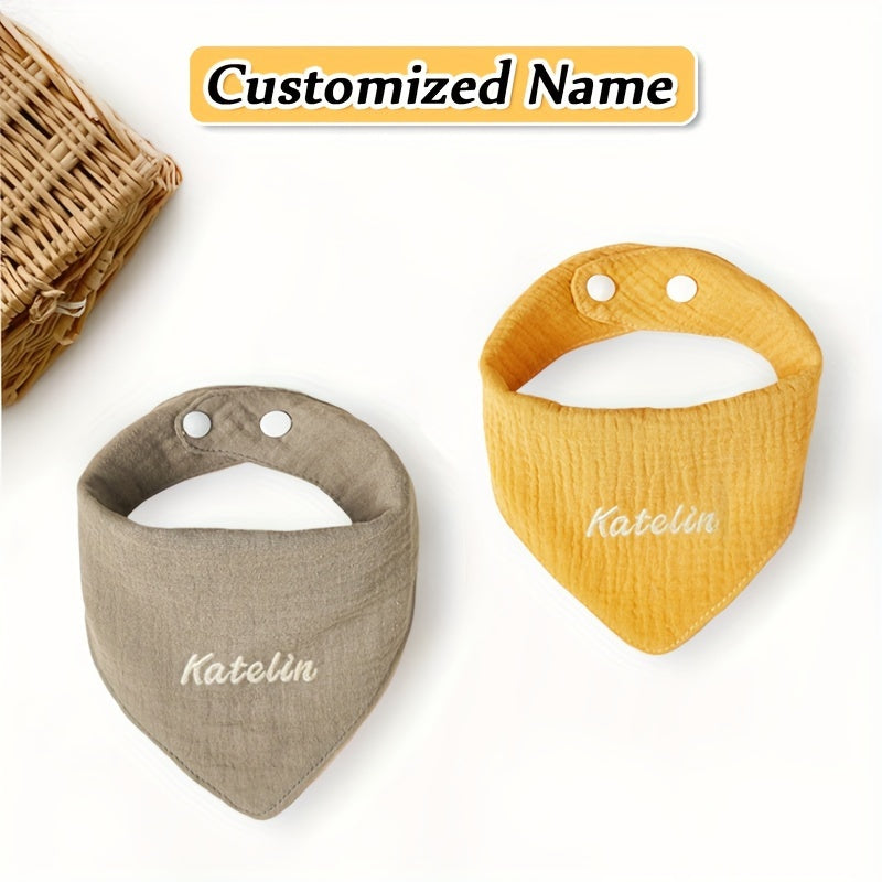 Set of 4 Kids Gauze Triangle Saliva Towels Adjustable Bib Soft Breathable Highly Absorbent