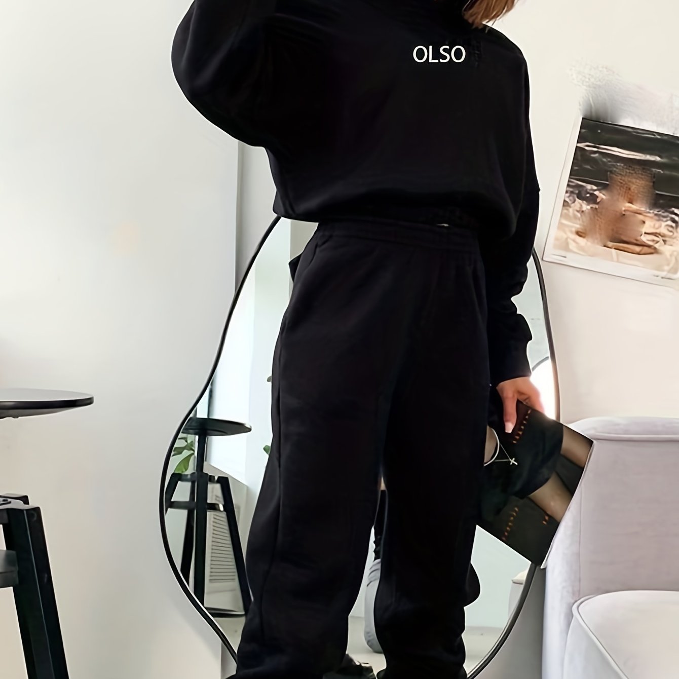 Conjunto de sudadera con capucha de poliéster con estampado de alfabetos para otoño e invierno