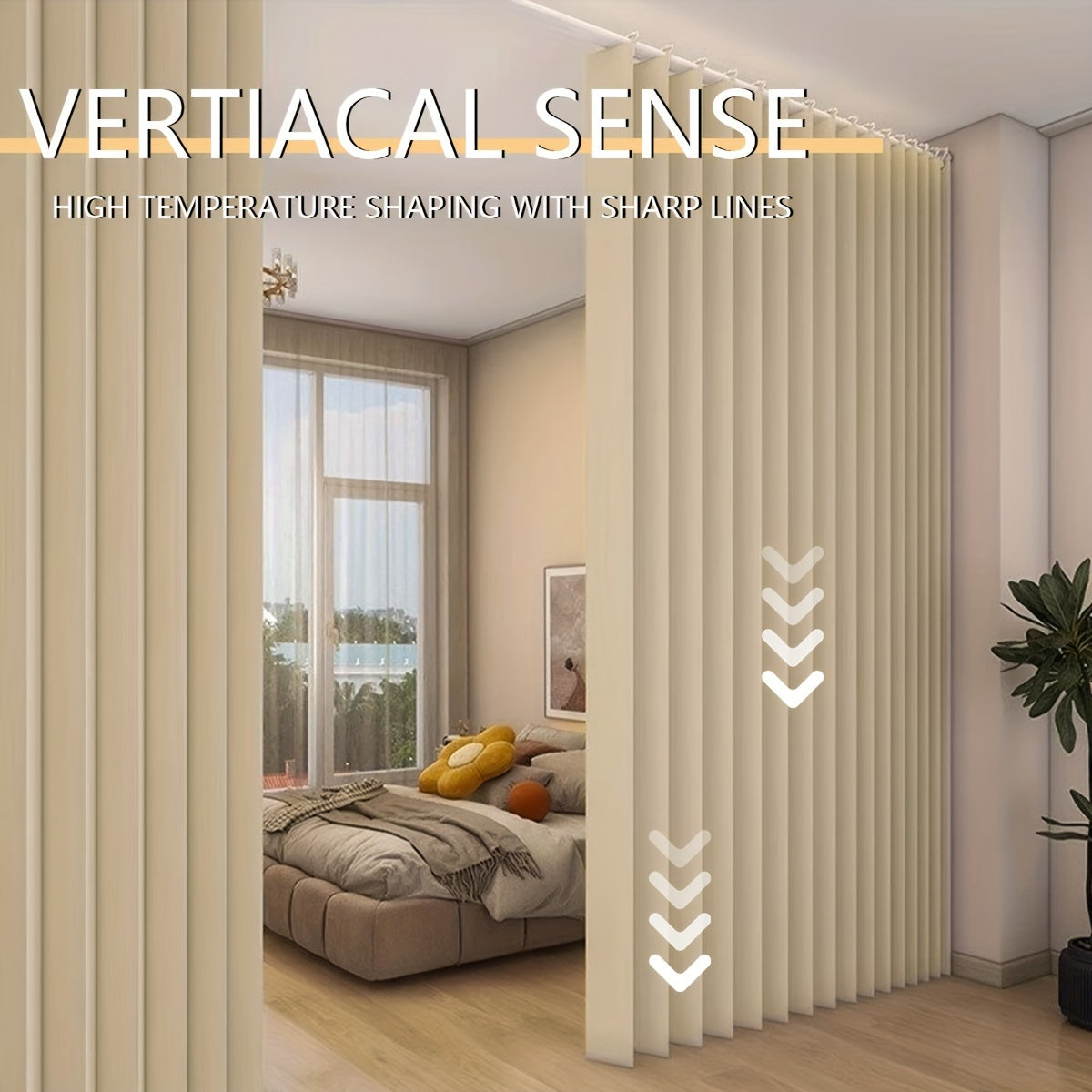 Folding Curtain Waterproof Stain-Resistant Privacy Divider for Living Room Bedroom Kitchen