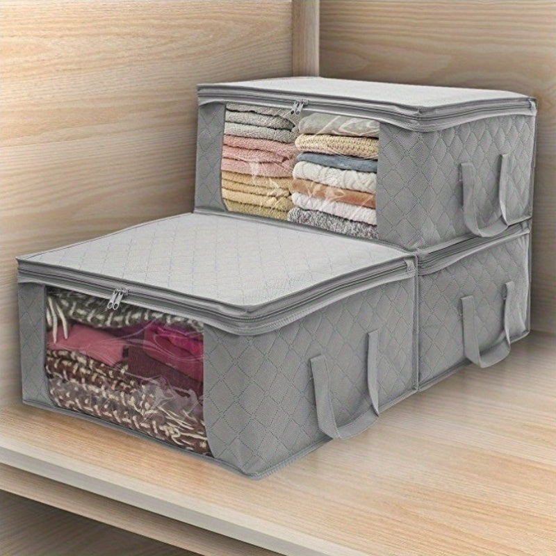 Fabric Storage Bins with Clear Windows Stackable Closet Organizers Dustproof Foldable for Clothing and Apparel