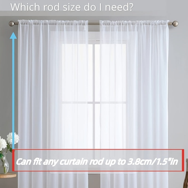 Cortinas de voile transparente blancas 54x84 pulgadas con bolsillo para barra para cocina, dormitorio, sala de estar