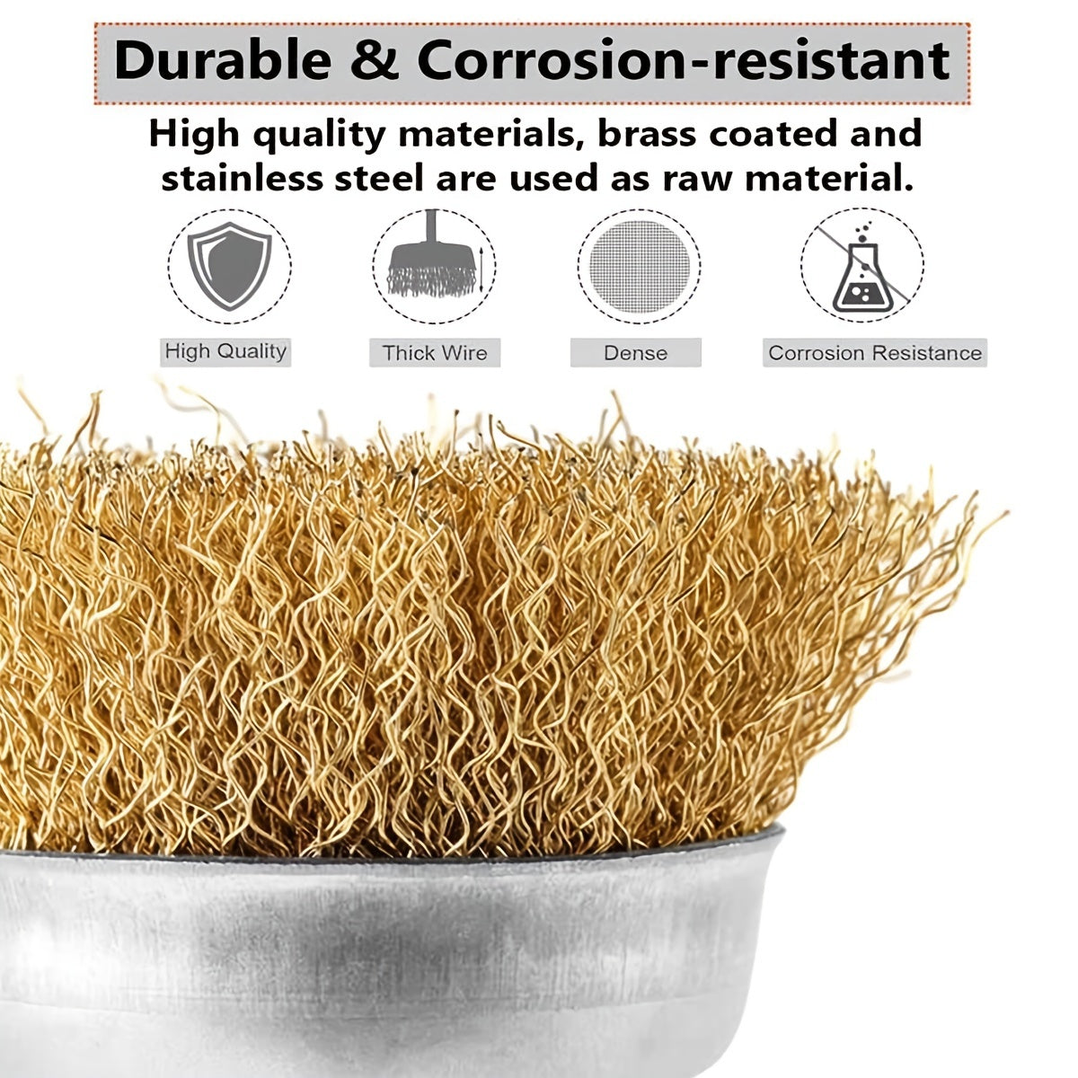 Wire Brush Wheel Set 10pcs Coarse Crimped 1/4 Inch Shank Drill Attachment