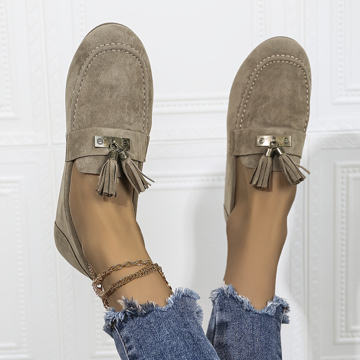 Women’s Retro Flat Loafers with Bow, Breathable Fabric, Soft Sole