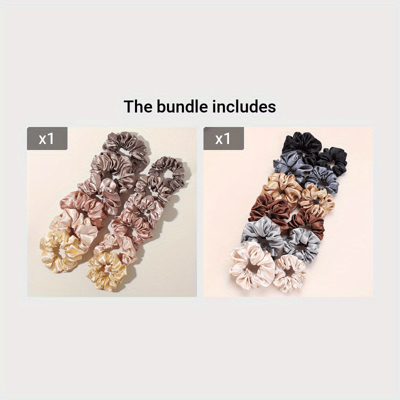 Set of 12 Satin Silk Hair Ties for Women, Jumbo Elastic Scrunchies