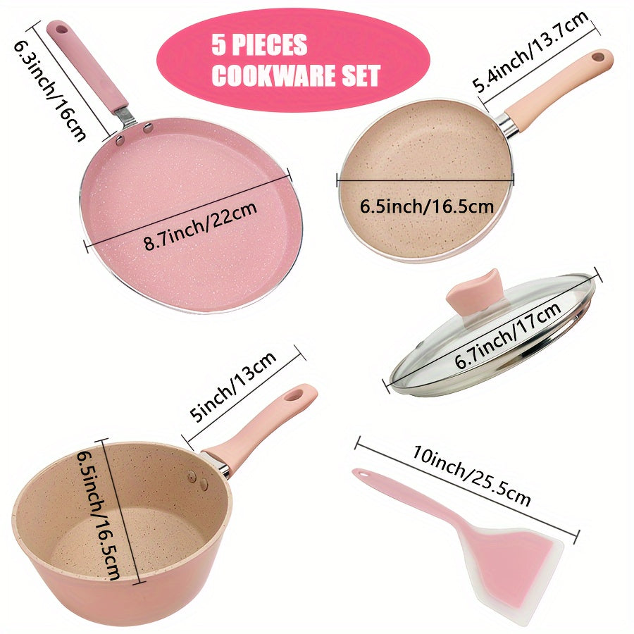 Pushti yopishqoq bo'lmagan alyuminiy idish-to'plami - 5 dona bardoshli, oson tozalanadigan qozonlarni o'z ichiga oladi. Isiga chidamli va sog'lom ovqat tayyorlash uchun idish-tovoq tozalash mashinasida yuvish mumkin.