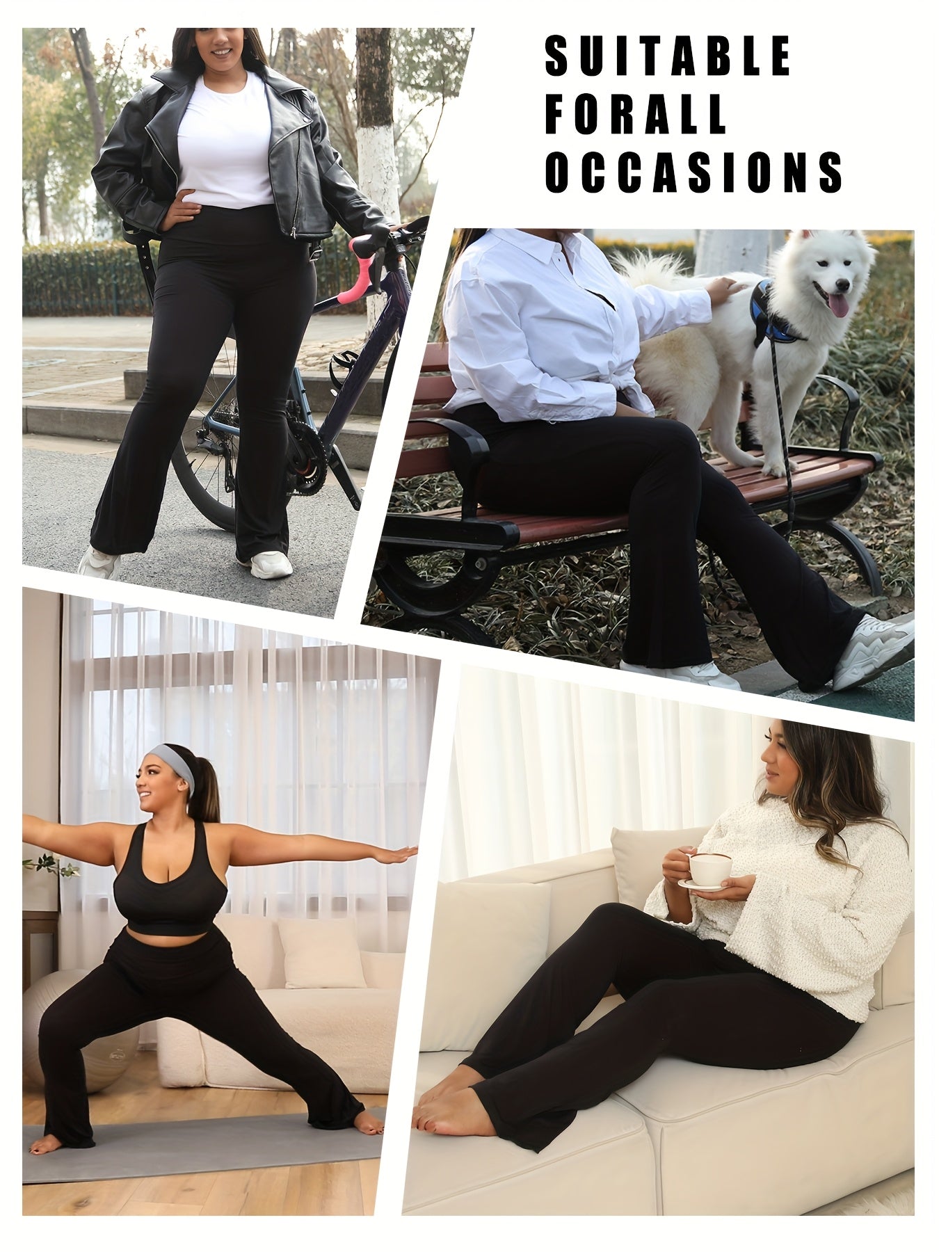 Plus Size Women's High Waisted Flare Leggings Soft Tummy Control Yoga Pants Maroon