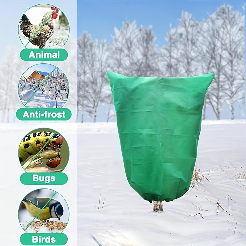 Green Plant Freeze Protection Cover with Zipper and Drawstring for Frost and Pest Safeguard